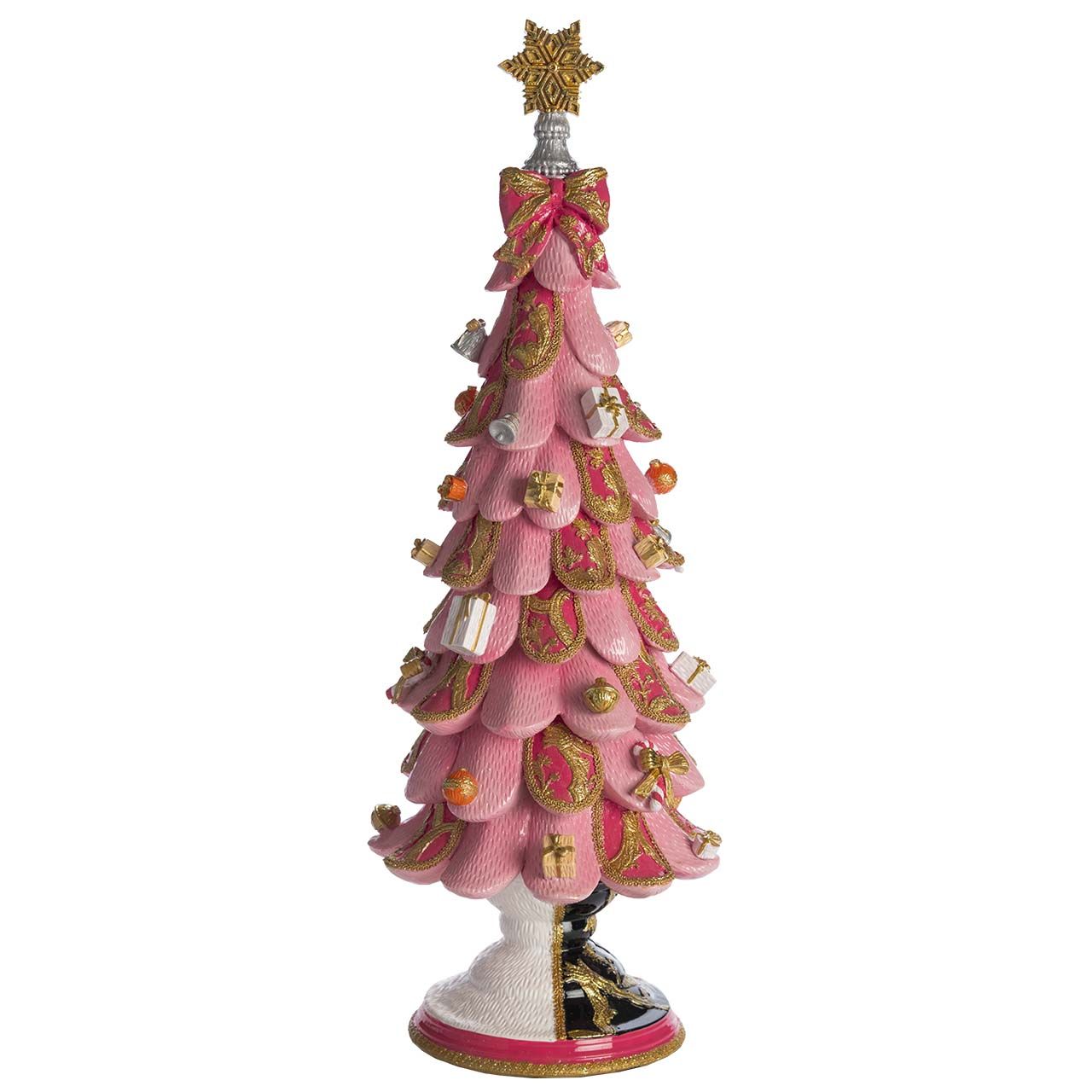 ALBERO DI NATALE STILIZZATO IN RESINA DECORATA H. 59 ROSA